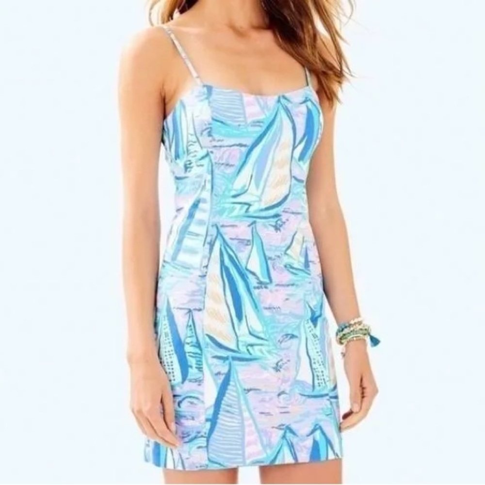 NWT Lilly Pulitzer Shelli Stretch Dress in Light Lilac Verbena Aboat Time